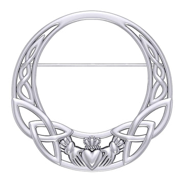 Celtic Claddagh Heritage: Sterling Silver Brooch by Peter Stone Jewelry - Traditional Irish Symbolism TBC168 - Jewelry